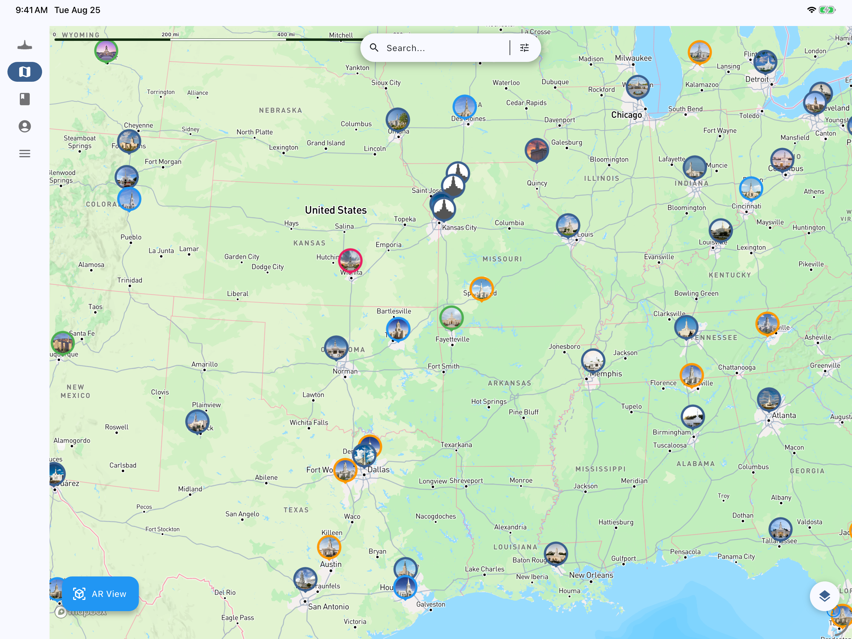 Dot the Earth App - Map View Tablet