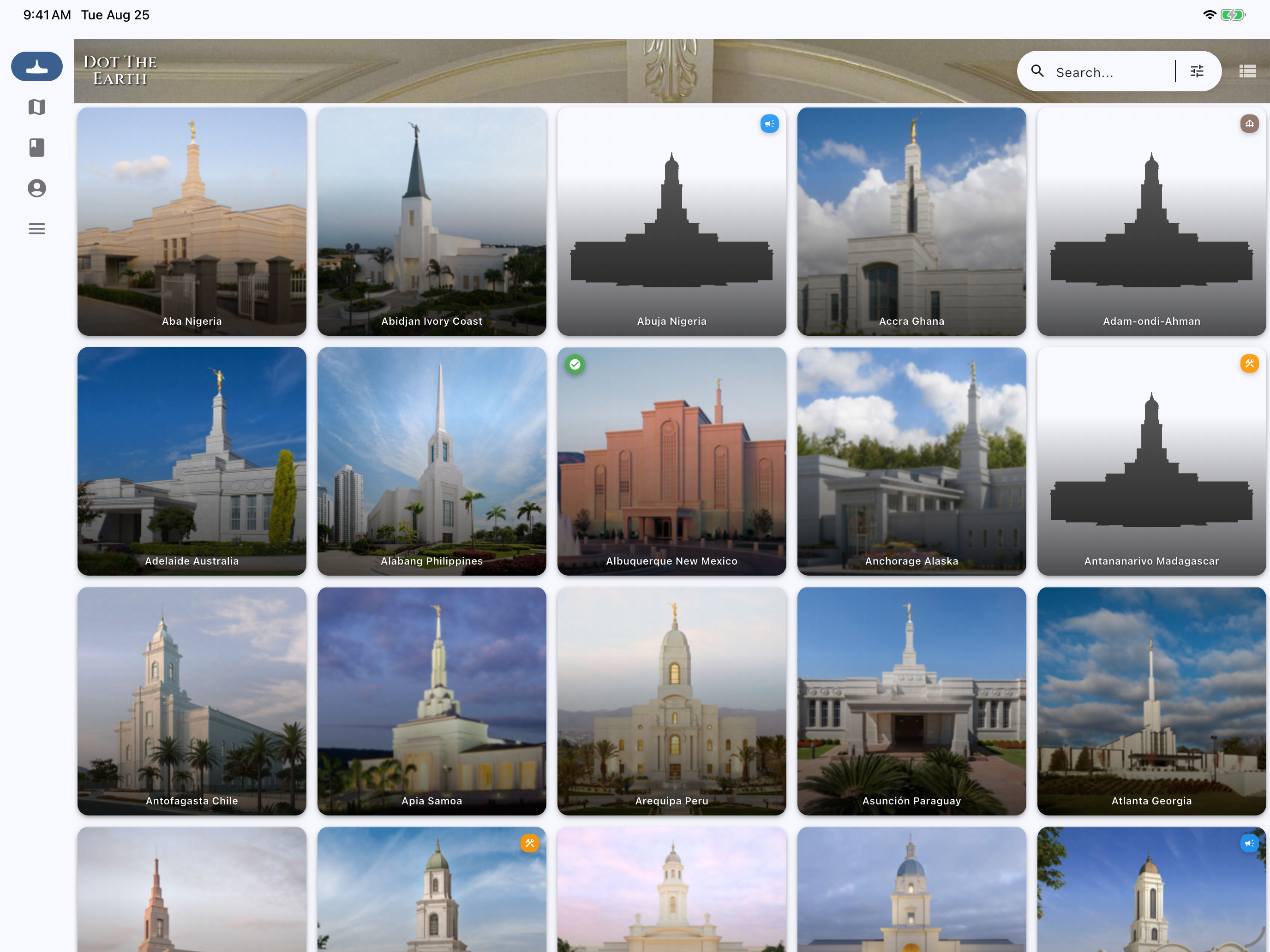 Dot the Earth App - Tablet View